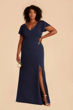 Hannah Crepe Dress - Navy -US Skirt Sales 2024 navy hannah plus size convertible bridesmaid dress 01
