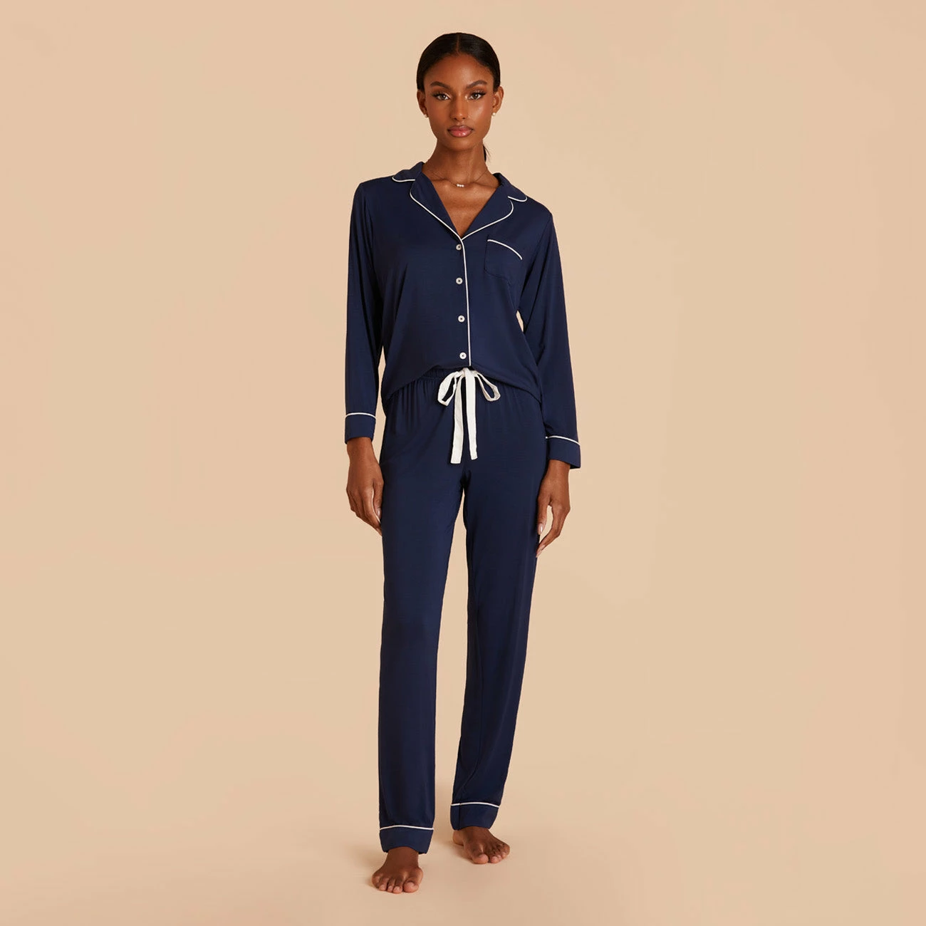 Jonny Long Sleeve Pajama And Pants Set - Navy 4 Jonny Long Sleeve Pajama And Pants Set - Navy - Image 4