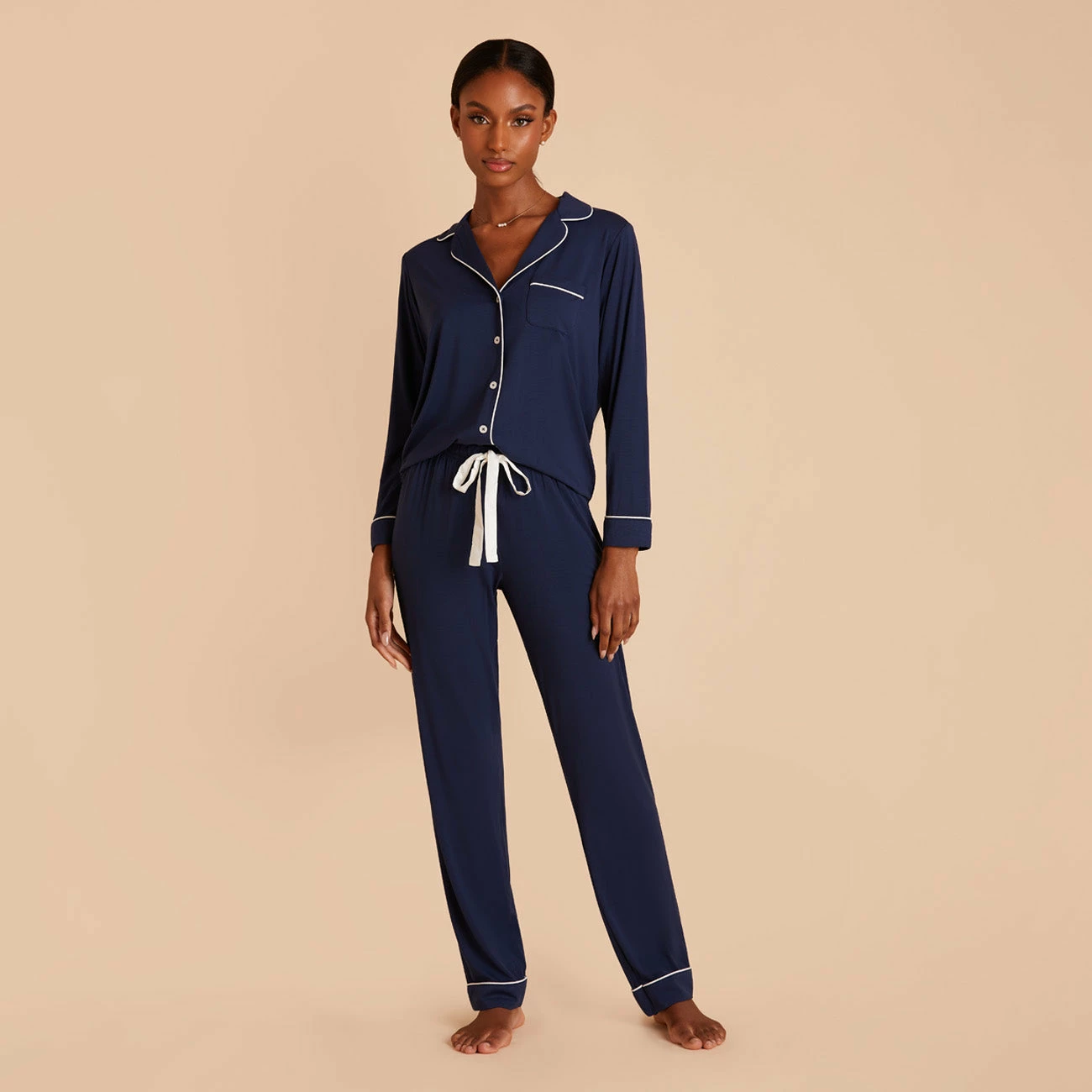 Jonny Long Sleeve Pajama And Pants Set - Navy 5 Jonny Long Sleeve Pajama And Pants Set - Navy - Image 5