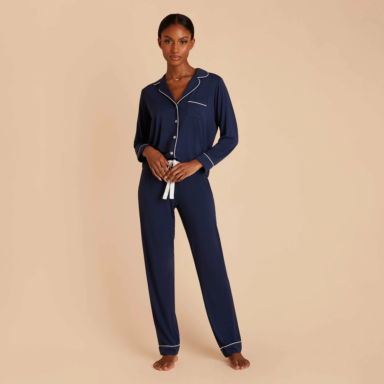 Jonny Long Sleeve Pajama And Pants Set - Navy 3 Jonny Long Sleeve Pajama And Pants Set - Navy - Image 3