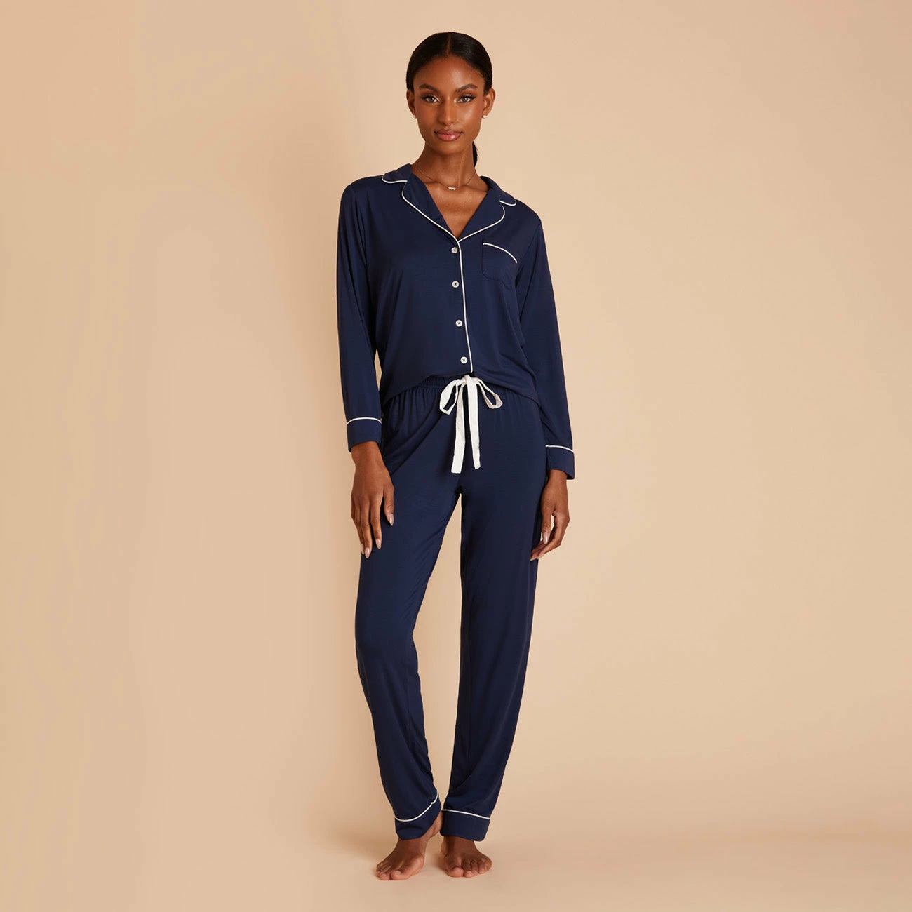 Jonny Long Sleeve Pajama And Pants Set - Navy 6 Jonny Long Sleeve Pajama And Pants Set - Navy - Image 6