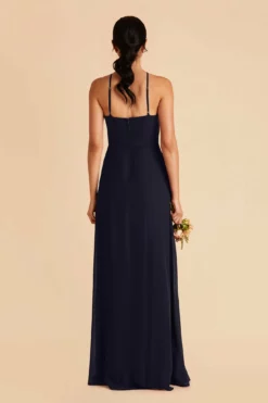 Juliet Chiffon Dress - Navy -US Skirt Sales 2024 navy juliet slit bridesmaid dress 04