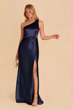 Kira Shiny Satin Dress - Navy -US Skirt Sales 2024 navy kira satin bridesmaid dress 02