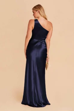 Kira Shiny Satin Dress - Navy -US Skirt Sales 2024 navy kira satin bridesmaid dress 04