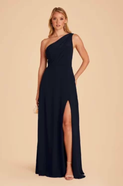 Kira Dress - Navy -US Skirt Sales 2024 navy kira slit bridesmaid dress 01