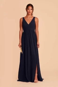 Laurie Empire Dress - Navy -US Skirt Sales 2024 navy laurie slit bridesmaid dress 01