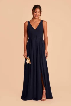 Laurie Empire Dress - Navy -US Skirt Sales 2024 navy laurie slit bridesmaid dress 02