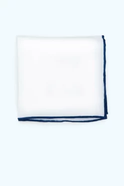 Jason Shoestring Piped Pocket Square - Navy