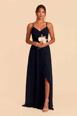 Theresa Chiffon Dress - Navy -US Skirt Sales 2024 navy theresa convertible slit bridesmaid dress 02