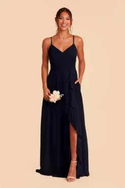 Theresa Chiffon Dress - Navy -US Skirt Sales 2024 navy theresa convertible slit bridesmaid dress 03