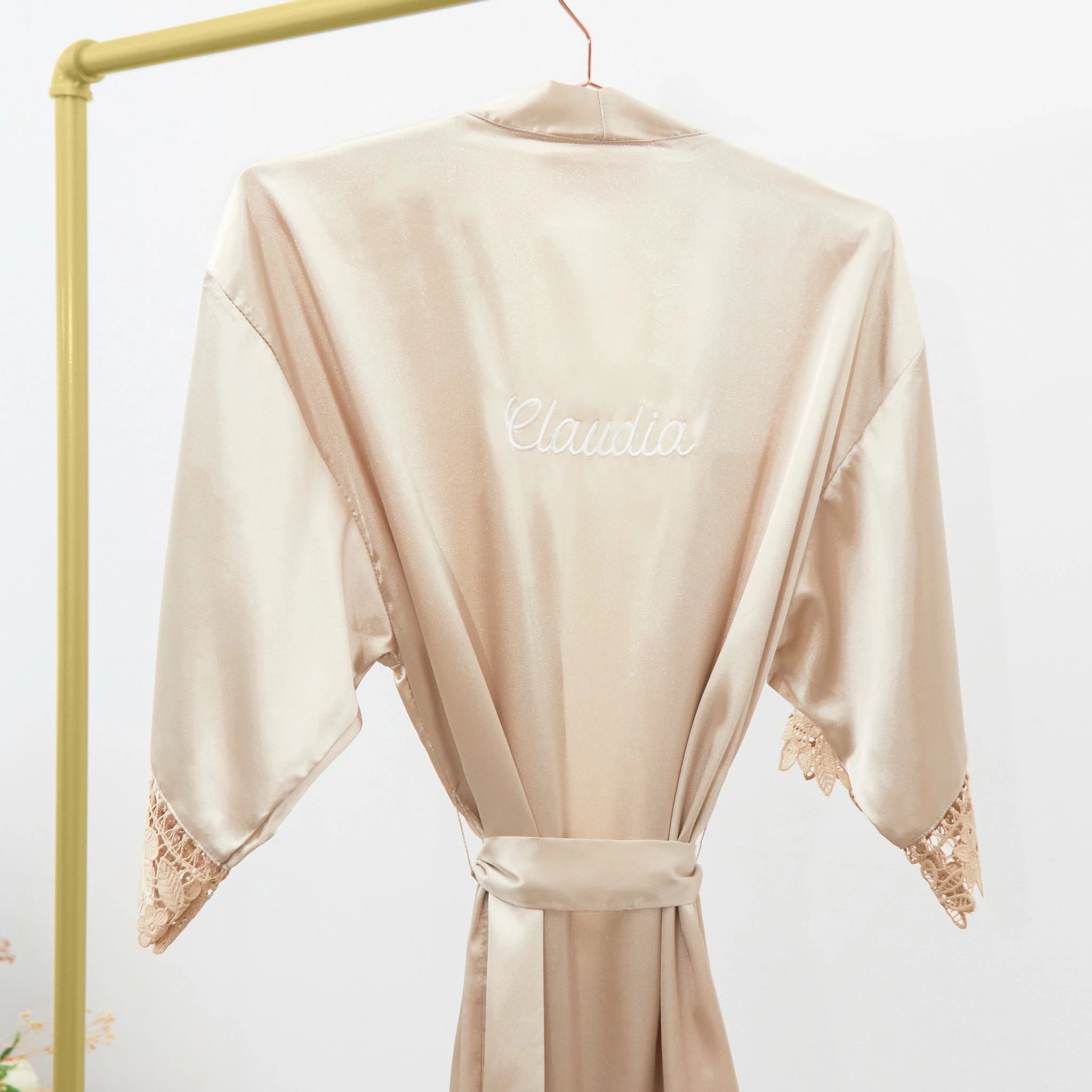 Claudine Lace Robe - Neutral Champagne 7 Claudine Lace Robe - Neutral Champagne - Image 7