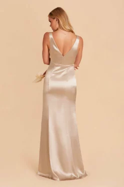 Gloria Shiny Satin Dress - Neutral Champagne -US Skirt Sales 2024 neutral champagne gloria satin bridesmaid dress 03