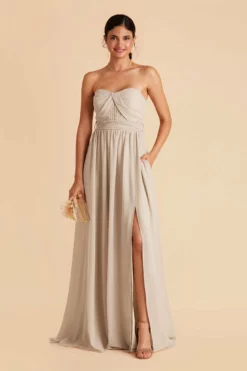 Grace Convertible Dress - Neutral Champagne -US Skirt Sales 2024 neutral champagne grace convertible slit bridesmaid dress 04