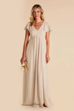 Hannah Empire Dress - Neutral Champagne -US Skirt Sales 2024 neutral champagne hannah bridesmaid dress 01