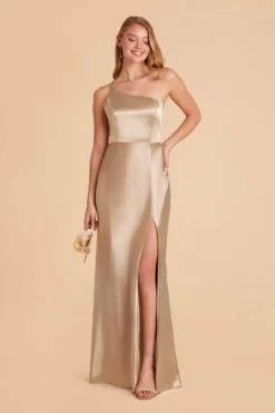 Kensie Shiny Satin Dress - Neutral Champagne
