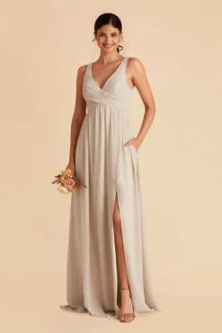 Laurie Empire Dress - Neutral Champagne 13 Laurie Empire Dress - Neutral Champagne -US Skirt Sales 2024 neutral champagne laurie slit bridesmaid dress 03
