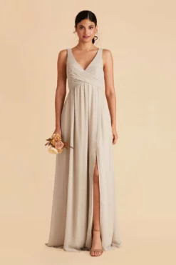 Laurie Empire Dress - Neutral Champagne 12 Laurie Empire Dress - Neutral Champagne -US Skirt Sales 2024 neutral champagne laurie slit bridesmaid dress 05