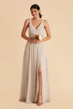 Laurie Empire Dress - Neutral Champagne 11 Laurie Empire Dress - Neutral Champagne -US Skirt Sales 2024 neutral champagne laurie slit bridesmaid dress 07