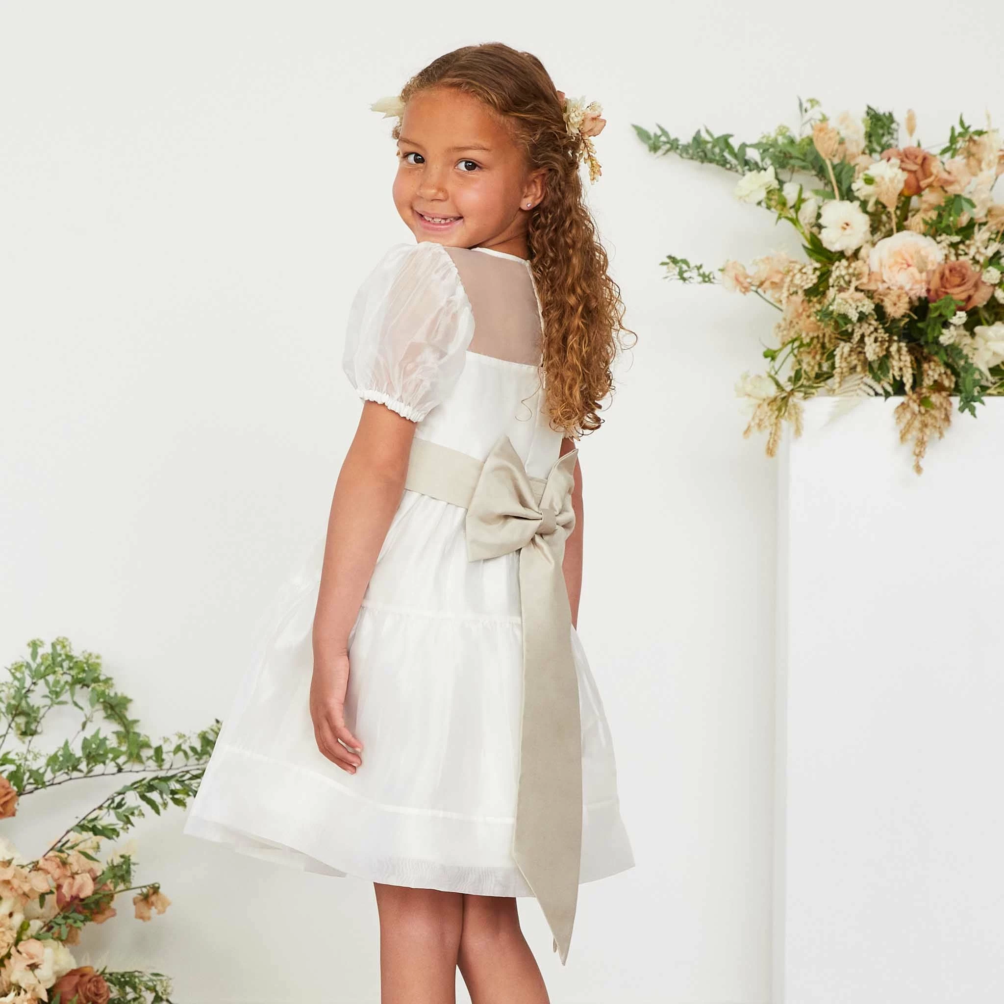 Liz Flower Girl Sash - Neutral Champagne 2 Liz Flower Girl Sash - Neutral Champagne - Image 2