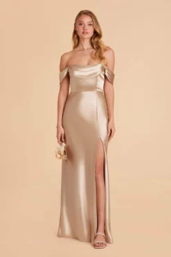 Mia Shiny Satin Convertible Dress - Neutral Champagne 16 Mia Shiny Satin Convertible Dress - Neutral Champagne -US Skirt Sales 2024 neutral champagne mia convertible satin bridesmaid dress 01