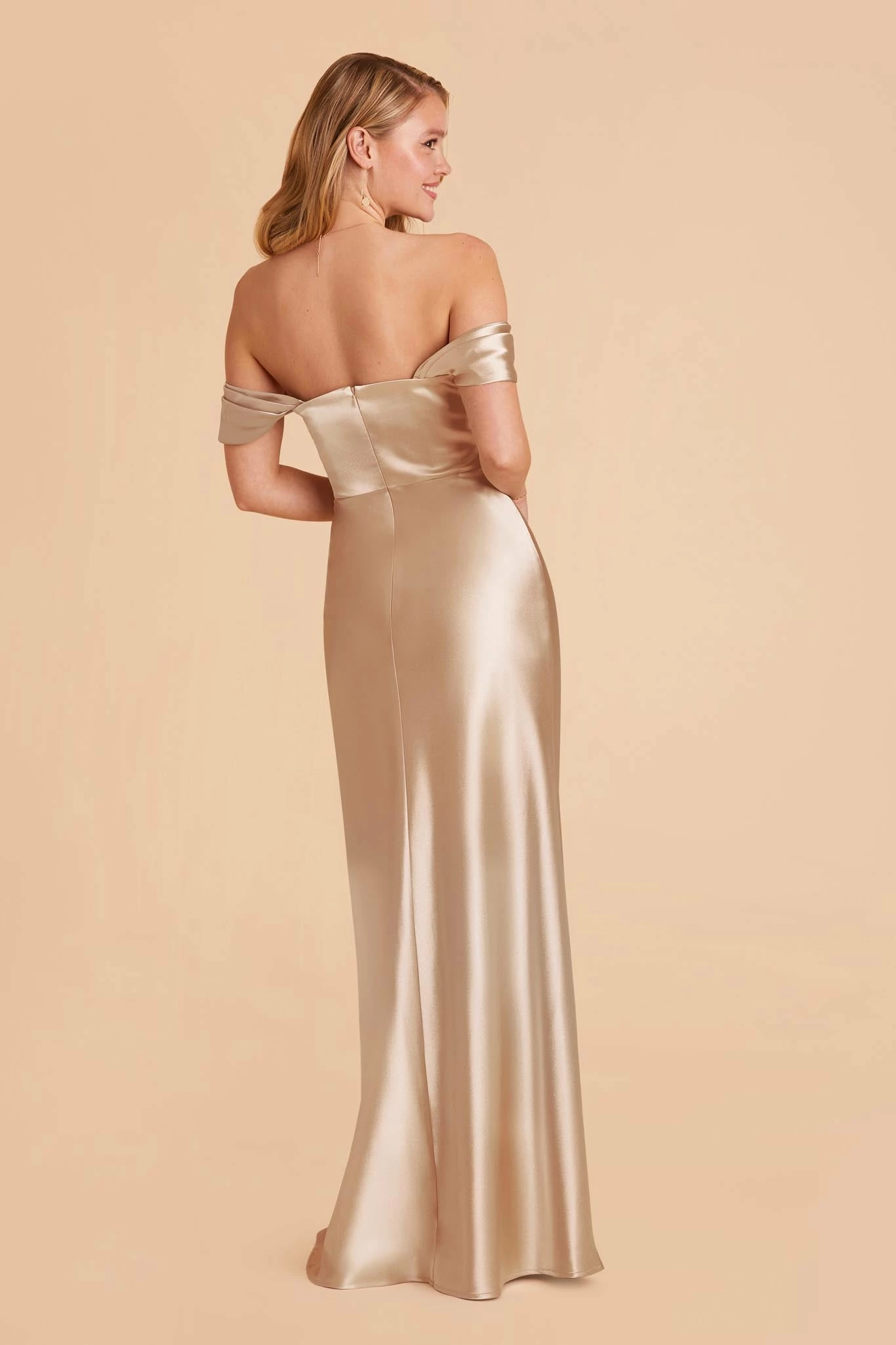 Mia Shiny Satin Convertible Dress - Neutral Champagne 7 Mia Shiny Satin Convertible Dress - Neutral Champagne - Image 7