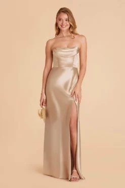 Mia Shiny Satin Convertible Dress - Neutral Champagne 15 Mia Shiny Satin Convertible Dress - Neutral Champagne -US Skirt Sales 2024 neutral champagne mia convertible satin bridesmaid dress 04