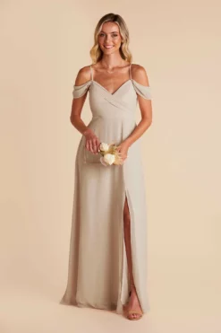 Spence Convertible Dress - Neutral Champagne -US Skirt Sales 2024 neutral champagne spence convertible slit bridesmaid dress 02