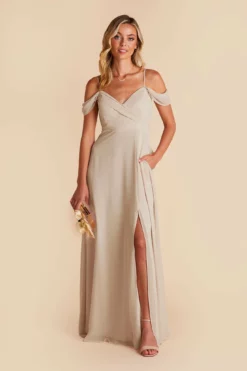Spence Convertible Dress - Neutral Champagne -US Skirt Sales 2024 neutral champagne spence convertible slit bridesmaid dress 04