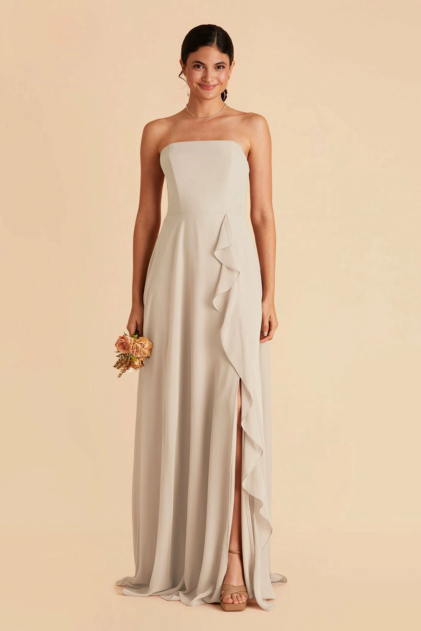 Winnie Convertible Chiffon Dress - Neutral Champagne 6 Winnie Convertible Chiffon Dress - Neutral Champagne - Image 6