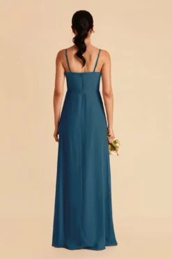 Chris Convertible Chiffon Dress - Ocean Blue -US Skirt Sales 2024 ocean blue chris convertible slit bridesmaid dress 03