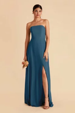 Chris Convertible Chiffon Dress - Ocean Blue -US Skirt Sales 2024 ocean blue chris convertible slit bridesmaid dress 04
