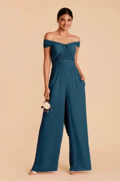 Gigi Convertible Jumpsuit - Ocean Blue -US Skirt Sales 2024 ocean blue gigi convertible slit bridesmaid jumpsuit 03