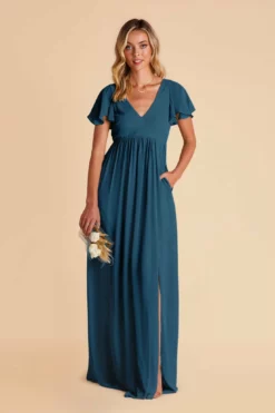 Hannah Empire Dress - Ocean Blue