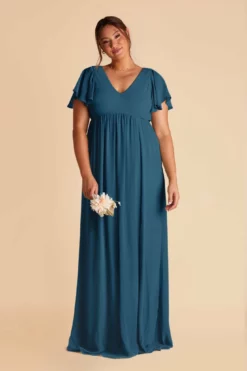 Hannah Empire Dress - Ocean Blue -US Skirt Sales 2024 ocean blue hannah plus size bridesmaid dress 01