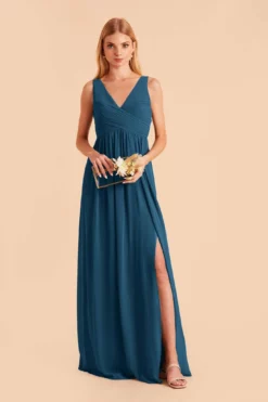 Laurie Empire Dress - Ocean Blue -US Skirt Sales 2024 ocean blue laurie convertible slit bridesmaid dress 02