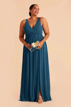 Laurie Empire Dress - Ocean Blue -US Skirt Sales 2024 ocean blue laurie convertible slit plus size bridesmaid dress 02