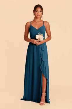 Theresa Chiffon Dress - Ocean Blue -US Skirt Sales 2024 ocean blue theresa convertible slit bridesmaid dress 02