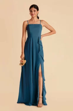 Winnie Convertible Chiffon Dress - Ocean Blue -US Skirt Sales 2024 ocean blue winnie convertible slit bridesmaid dress 02