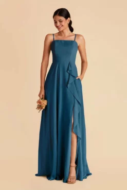 Winnie Convertible Chiffon Dress - Ocean Blue -US Skirt Sales 2024 ocean blue winnie convertible slit bridesmaid dress 03