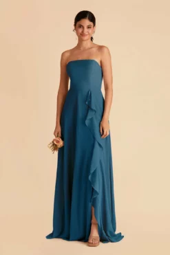 Winnie Convertible Chiffon Dress - Ocean Blue -US Skirt Sales 2024 ocean blue winnie convertible slit bridesmaid dress 04