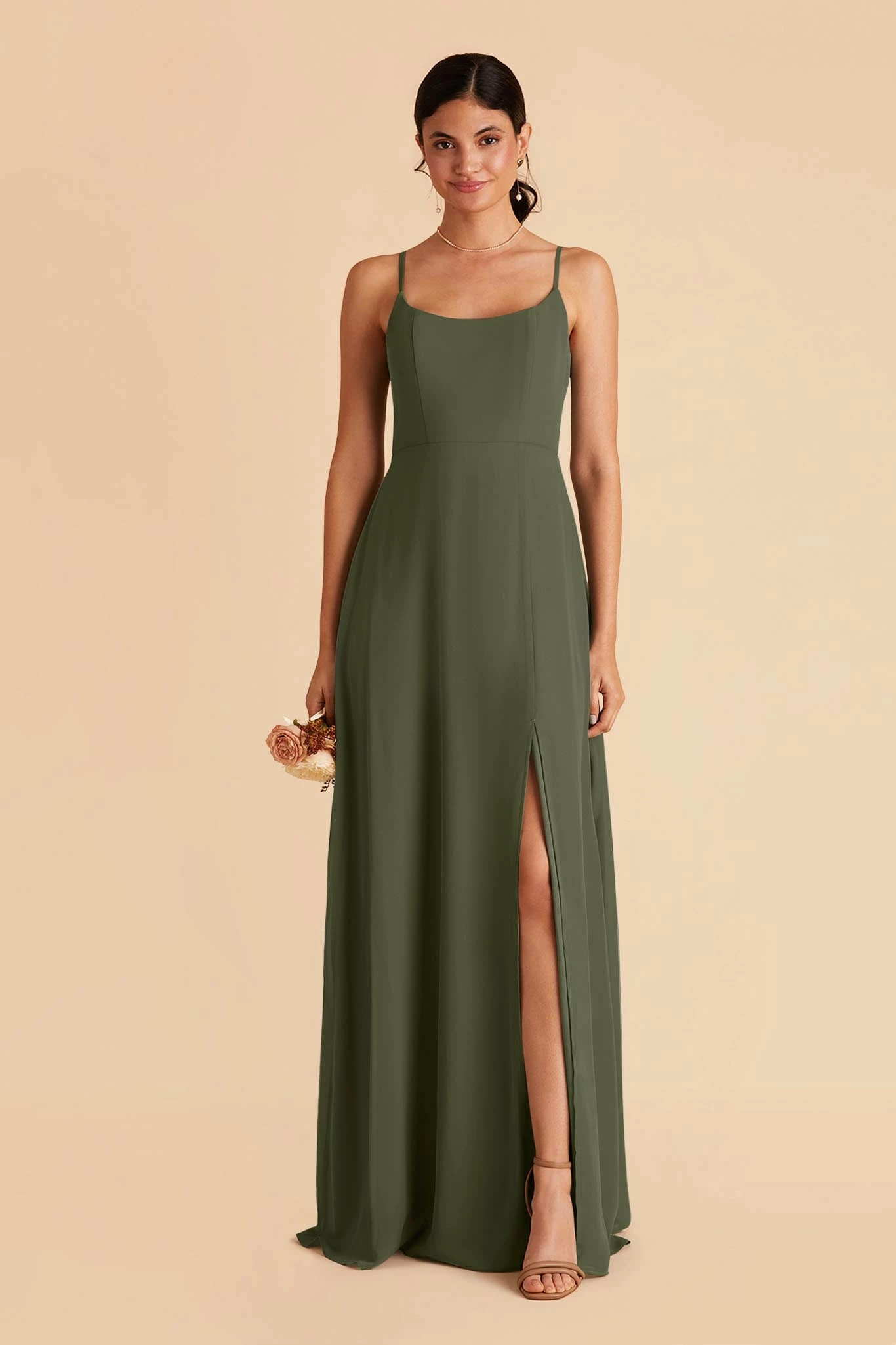 Amy Chiffon Dress - Olive 3 Amy Chiffon Dress - Olive - Image 3