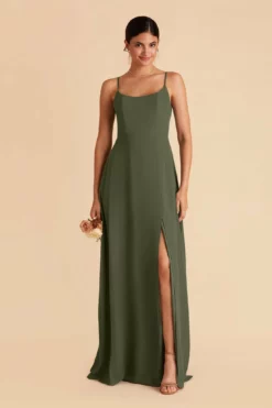 Amy Chiffon Dress - Olive 9 Amy Chiffon Dress - Olive -US Skirt Sales 2024 olive amy convertible slit bridesmaid dress 03