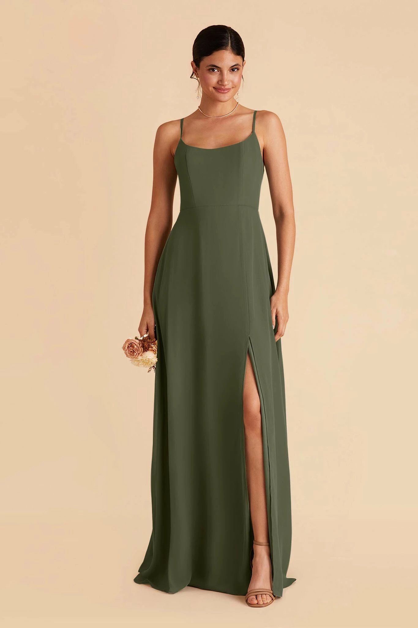 Amy Chiffon Dress - Olive 4 Amy Chiffon Dress - Olive - Image 4