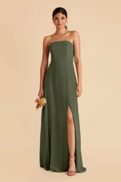 Chris Convertible Chiffon Dress - Olive -US Skirt Sales 2024 olive chris convertible slit bridesmaid dress 05