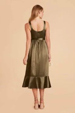 Eugenia Shiny Satin Convertible Midi Dress - Olive 15 Eugenia Shiny Satin Convertible Midi Dress - Olive -US Skirt Sales 2024 olive eugenia convertible satin bridesmaid dress 05