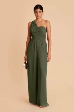 Gigi Convertible Jumpsuit - Olive -US Skirt Sales 2024 olive gigi convertible slit bridesmaid jumpsuit 03