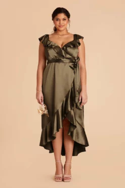James Shiny Satin Midi Dress - Olive -US Skirt Sales 2024 olive james satin plus size bridesmaid dress 01 ec04e730 2ede 404f b29b bb74d40e1f60