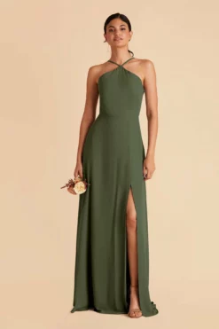 Juliet Chiffon Dress - Olive -US Skirt Sales 2024 olive juliet convertible slit bridesmaid dress 01