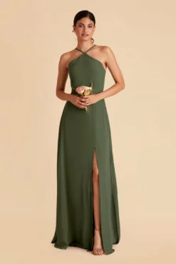 Juliet Chiffon Dress - Olive -US Skirt Sales 2024 olive juliet convertible slit bridesmaid dress 02
