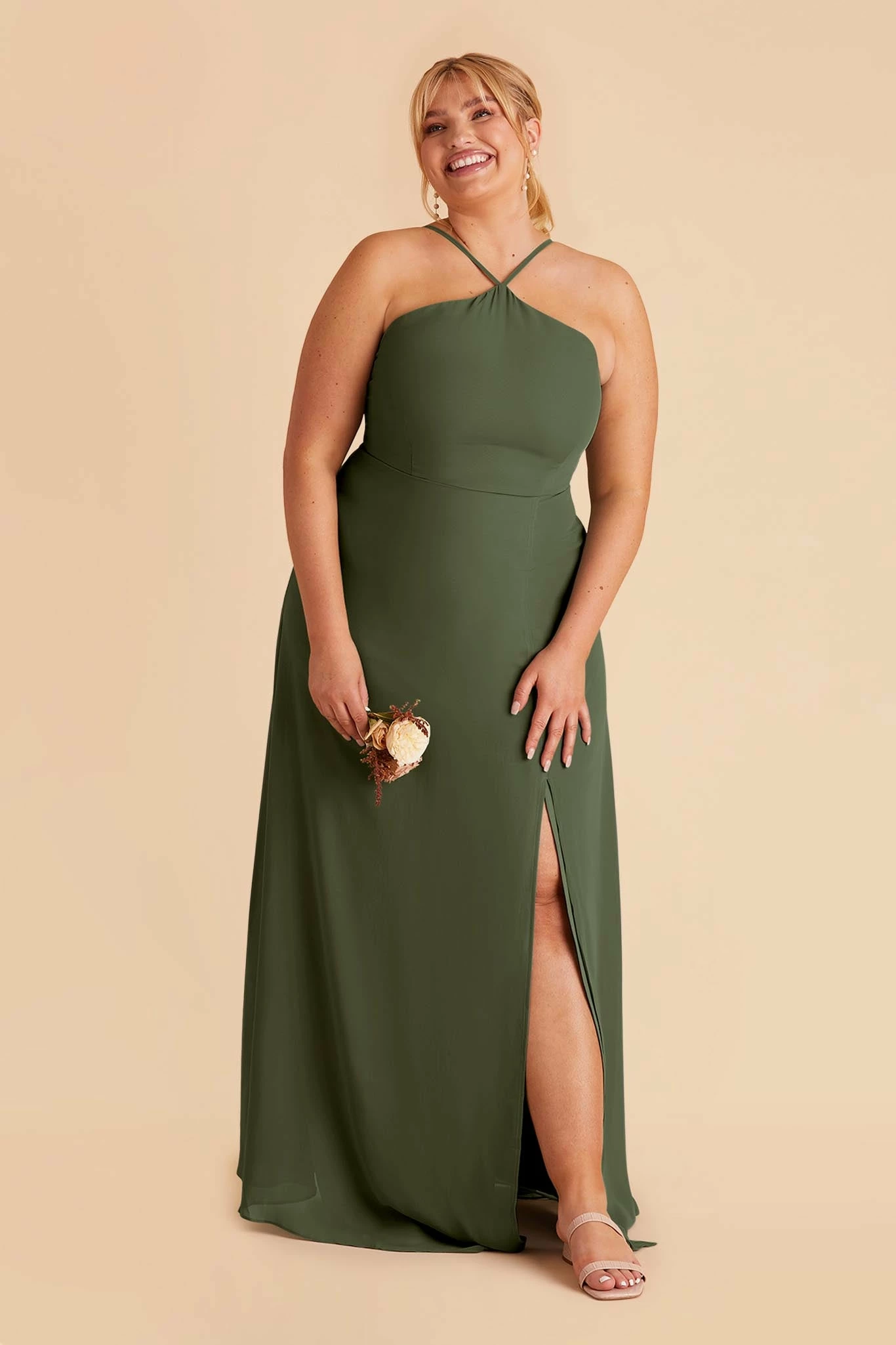 Juliet Chiffon Dress - Olive - Image 2